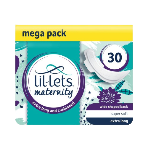 Lil-Lets Maternity Extra Long Maxi Pads with Wings - Mega Pack x 30 Pads