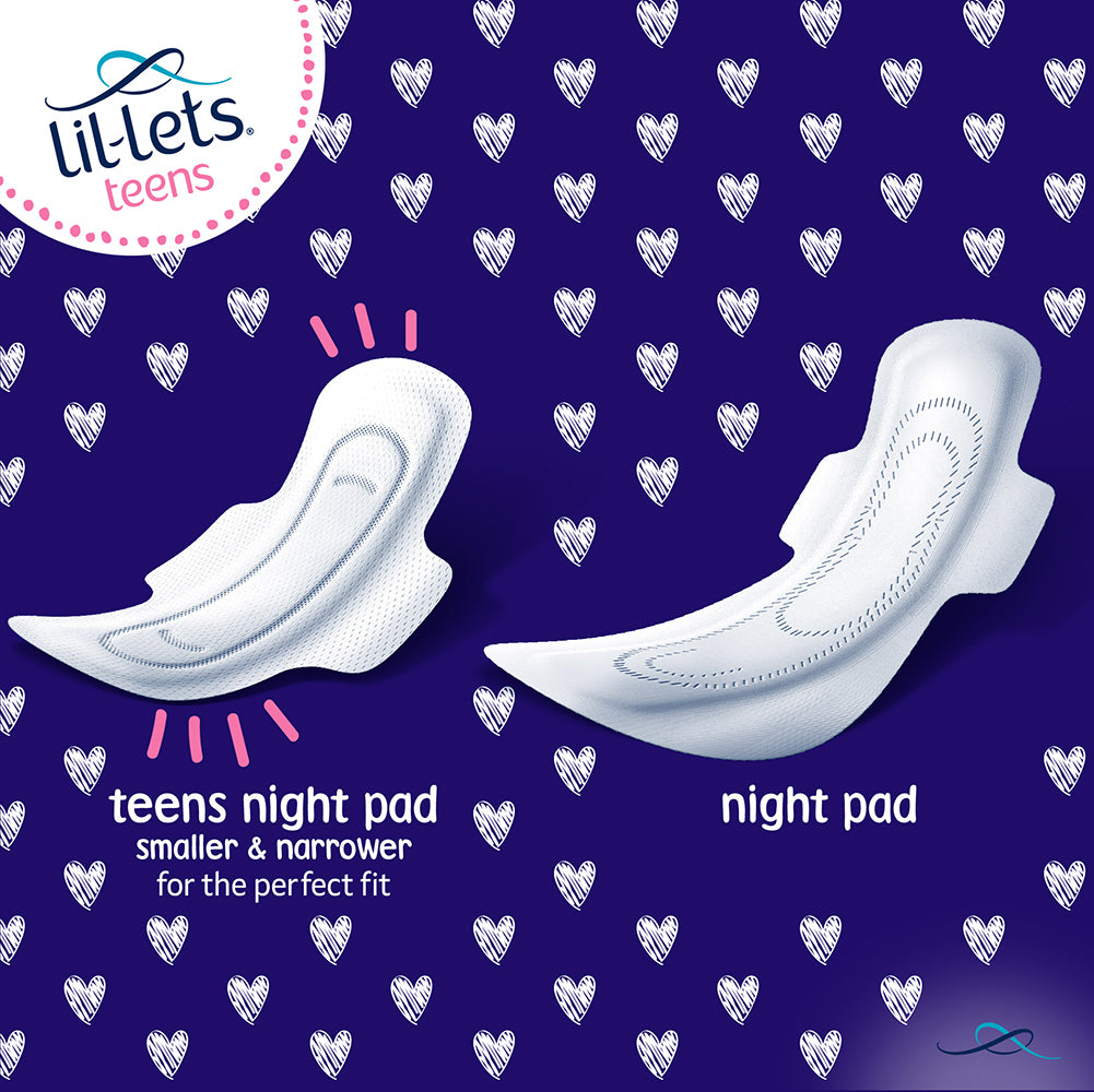 Lil-Lets Teens Night Pads with Wings - Mega pack x 50 – Lil-Lets UK