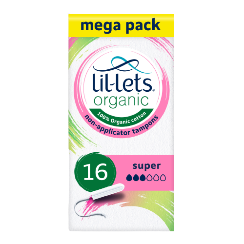 Lil-Lets Organic Non-Applicator Super Tampons - Megapack x 96 - Medium to Heavy Flow
