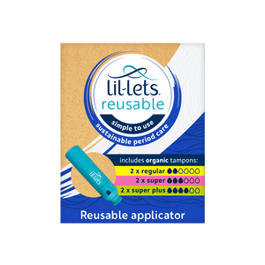 Lil-Lets Reusable Tampon Applicator with x 6 Organic Cotton Tampons Included