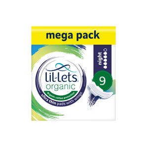 Lil-Lets Organic Night Pads with Wings- Megapack x 54 - Night-time use & Heavy Flow