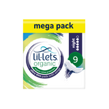 Lil-Lets Organic Night Pads with Wings- Megapack x 54 - Night-time use & Heavy Flow