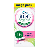 Lil-Lets Organic Non-Applicator Super Tampons - Megapack x 96 - Medium to Heavy Flow